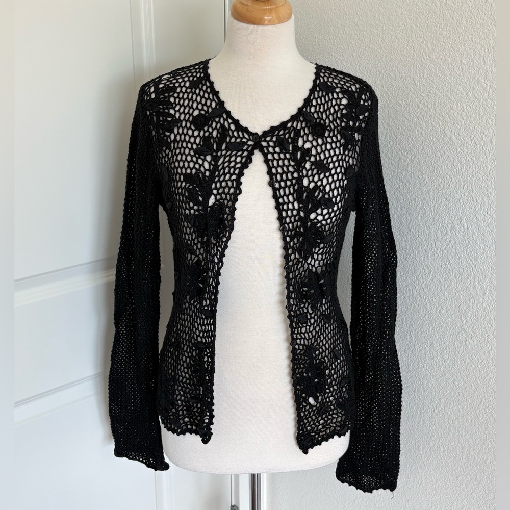 Vintage Crochet Cardigan Sweater Sz Small Fairy Indie Boho Granola Cottage Y2K